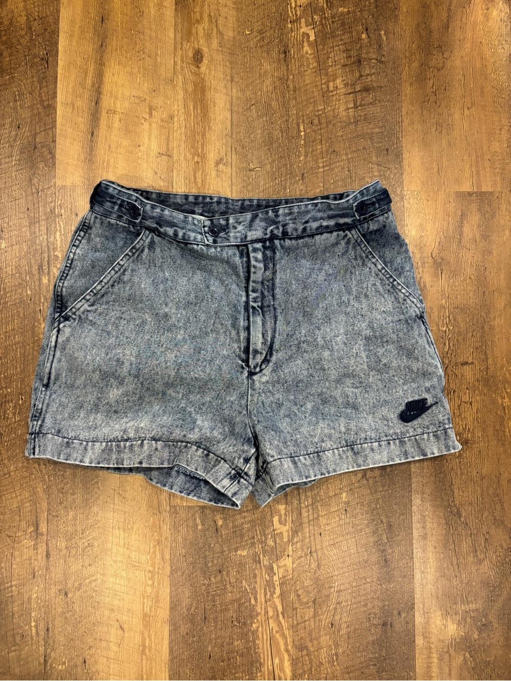 1990s Vintage NIKE CHALLENGE COURT ACID WASH DENIM TENNIS SHORTS Andre Agassi